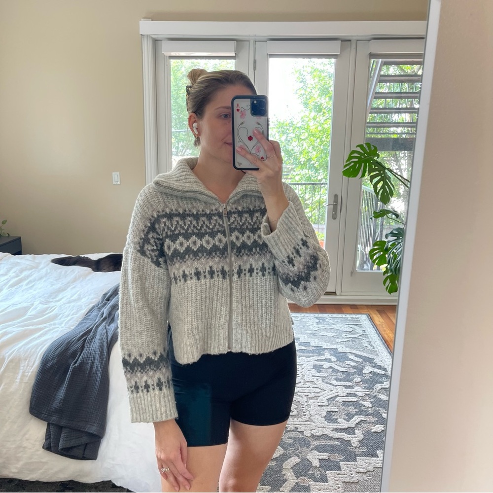 Abercrombie & Fitch Gray Zip-Up Sweater